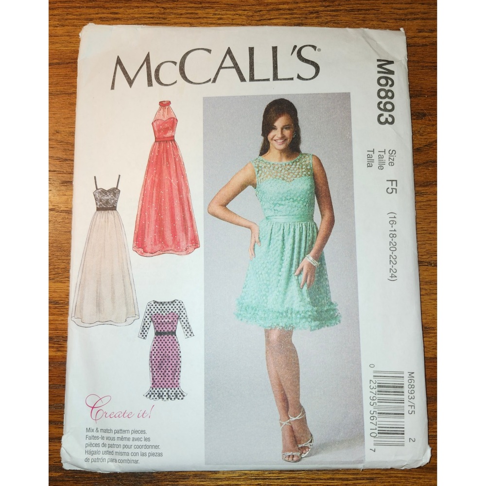 McCall's M6893 Misses‎ Mix & Match Dress Sewing Pattern Size F5 16-24 UNCUT